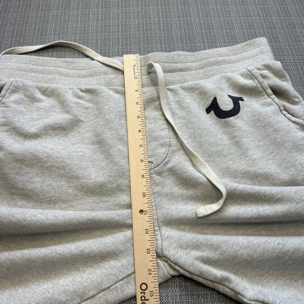 True Religion Joggers Mens XL Heather Gray Cotton Sweatpants Logo Drawstring‎